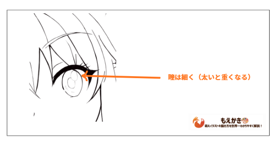 目鼻口など顔内部を細線で描くポイント