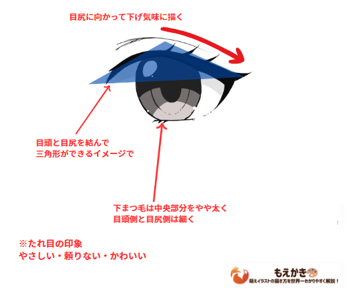 たれ目の描き方のポイント