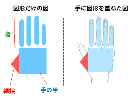 手を図形化する解説図