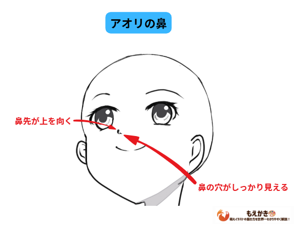 あおり顔の鼻のイラスト描き方ポイント