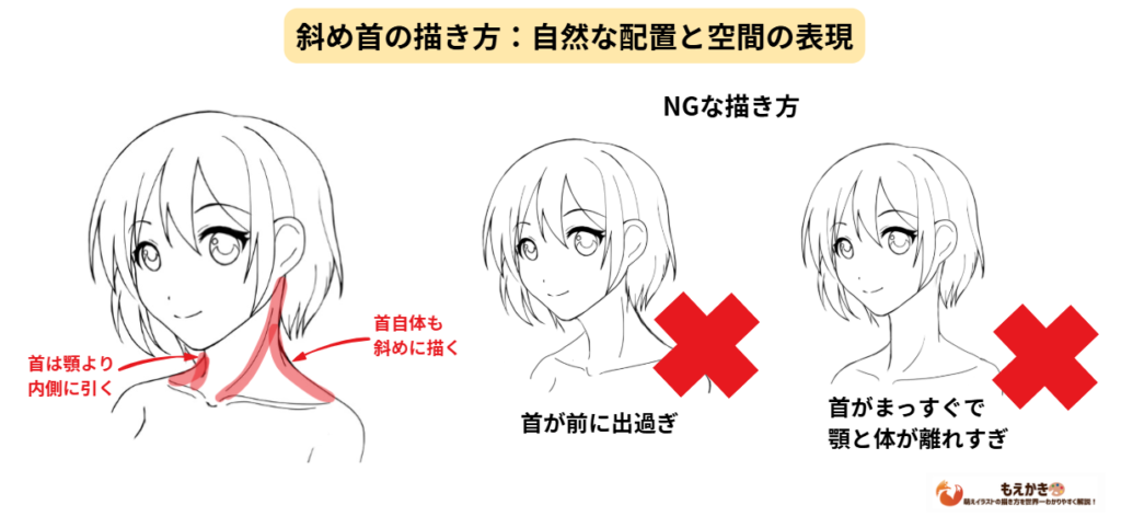 斜め首を描く際の表現方法