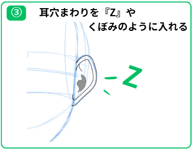 イラストで耳を描くステップその3