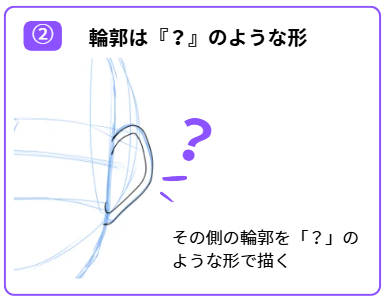 イラストで耳を描くステップその2